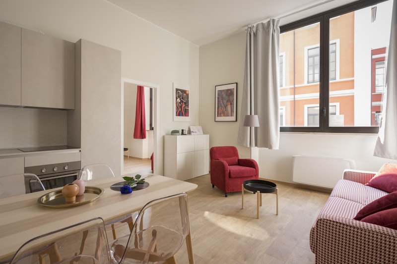 Fully furnished high-rise flat living space